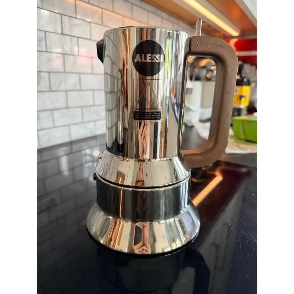 Alessi 9090 Richard Sapper 6-Cup Espresso Vintage Stainless Steel MoMA Design